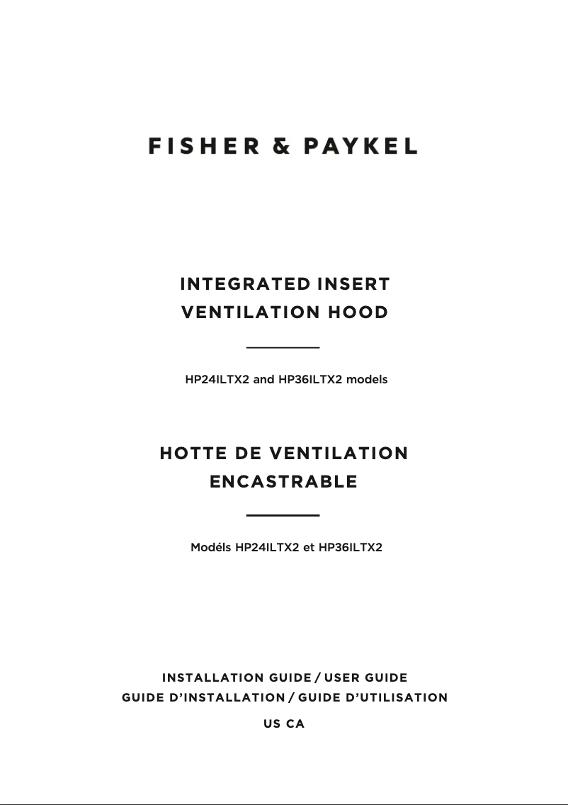 Page n°1 - Guide d'installation Fisher & Paykel HP36ILTX2