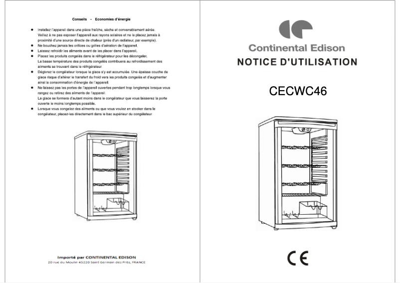 Page n°1 - Manuel utilisateur Continental Edison CECW46