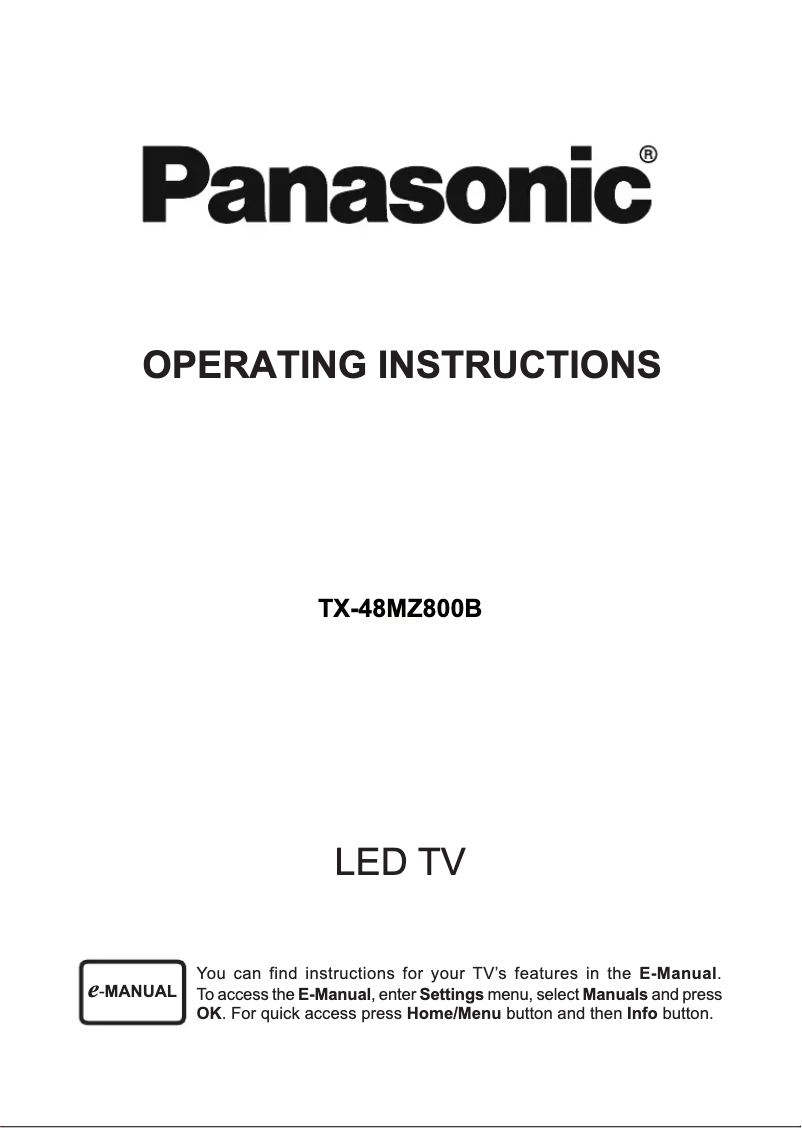 Page 1 de la notice Manuel utilisateur Panasonic TX-48MZ800B