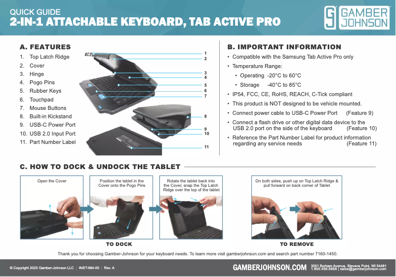 Page 1 de la notice Manuel utilisateur Gamber-Johnson 7160-1450-03