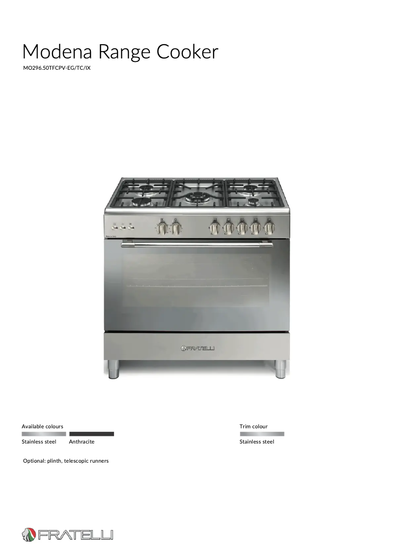 Page 1 de la notice Fiche technique Fratelli MO29650TFCPVIX