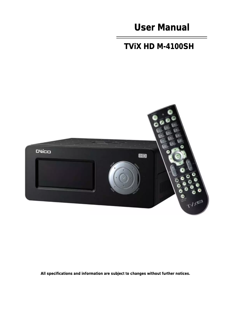 Page n°1 - Manuel utilisateur TViX HD M-4100SH