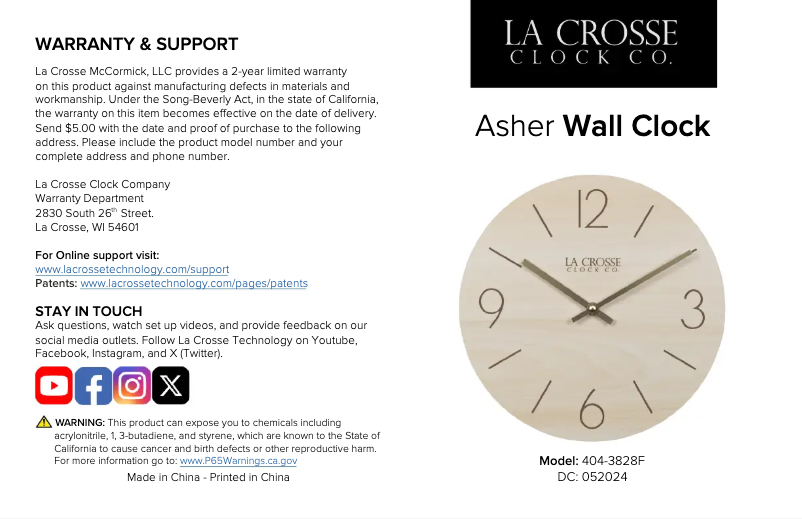 Page n°1 - Manuel utilisateur La Crosse Technology 404-3828F