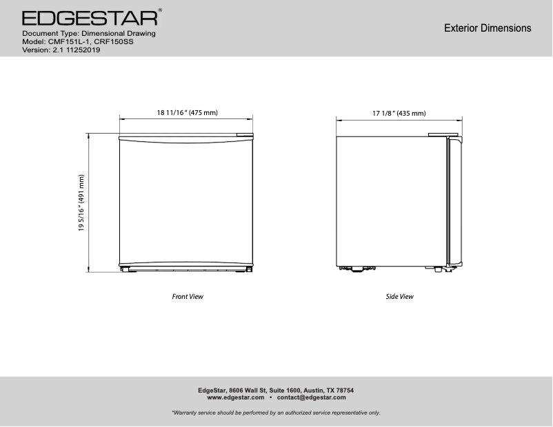 Page n°1 - Fiche technique EdgeStar CRF150-1