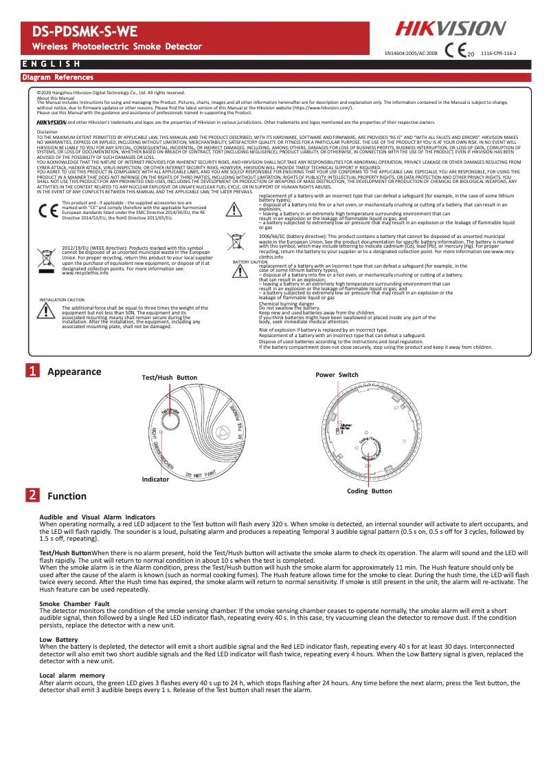 Page n°1 - Manuel utilisateur Hikvision DS-PDSMK-S-WE