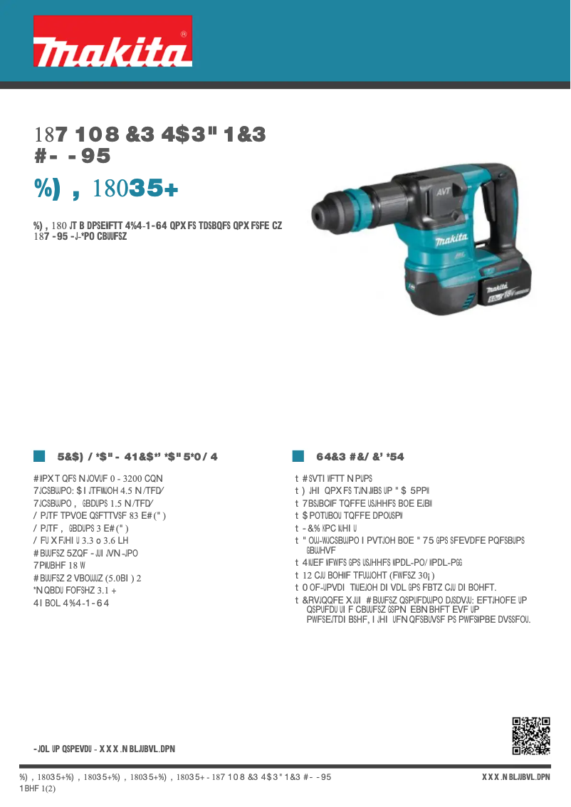 Page 1 de la notice Fiche technique Makita DHK180RTJ