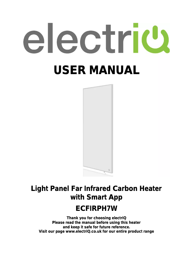 Page n°1 - Manuel utilisateur ElectriQ ECFIRPH7W