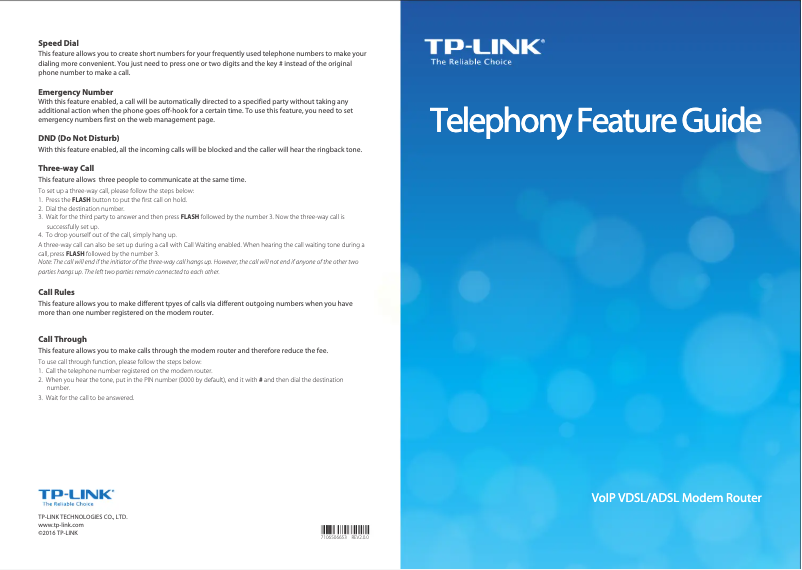 Page n°1 - Guide d'installation TP-Link Archer VR200v