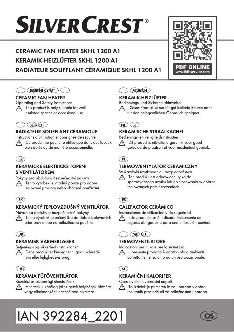 Page 1 de la notice Manuel utilisateur SilverCrest SKHL 1800 B2