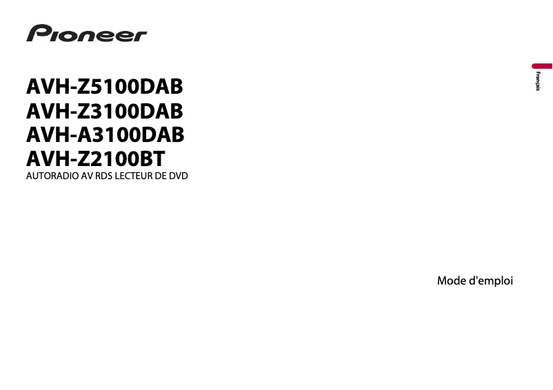 Page 1 de la notice Manuel utilisateur Pioneer AVH-Z3100DAB