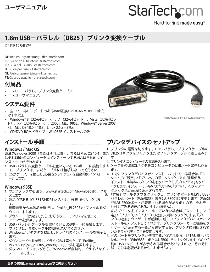 Image de la première page du manuel de l'appareil ICUSB1284D25