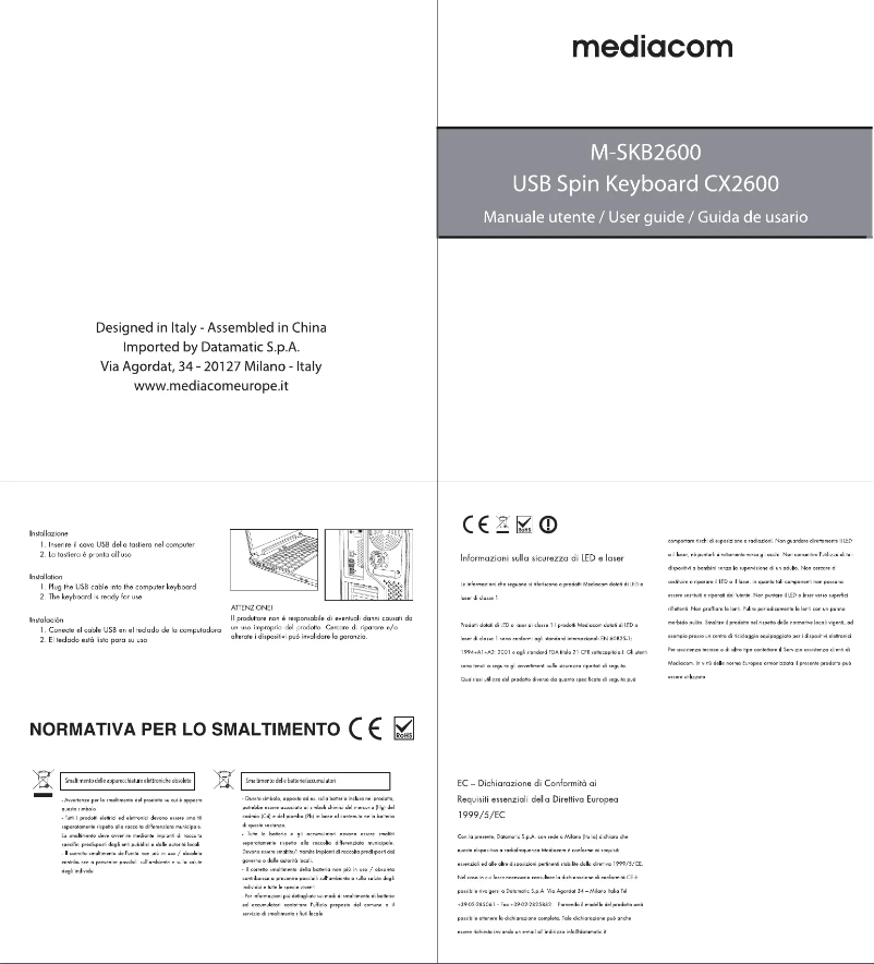 Page 1 de la notice Manuel utilisateur Mediacom CX2600