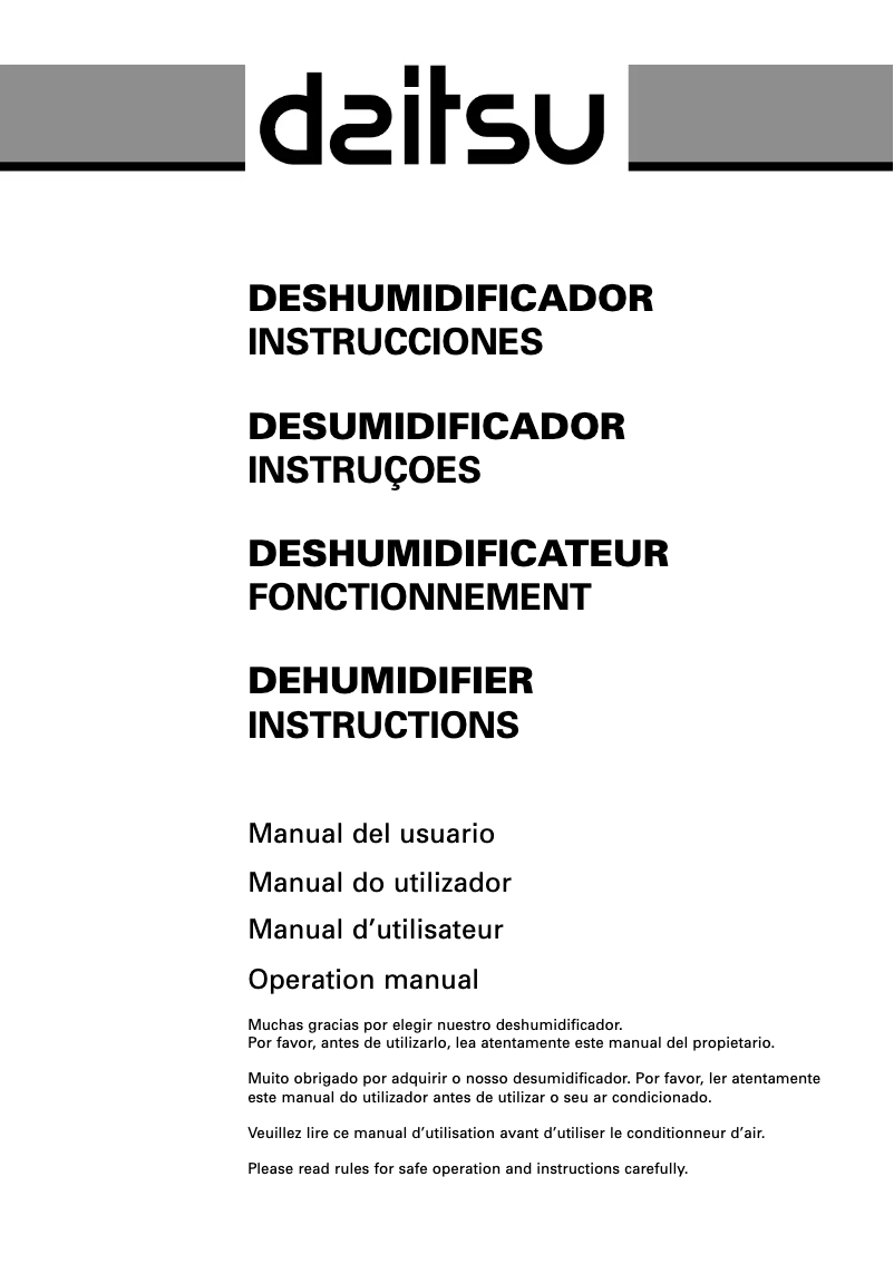 Page n°1 - Manuel utilisateur Daitsu ADD12