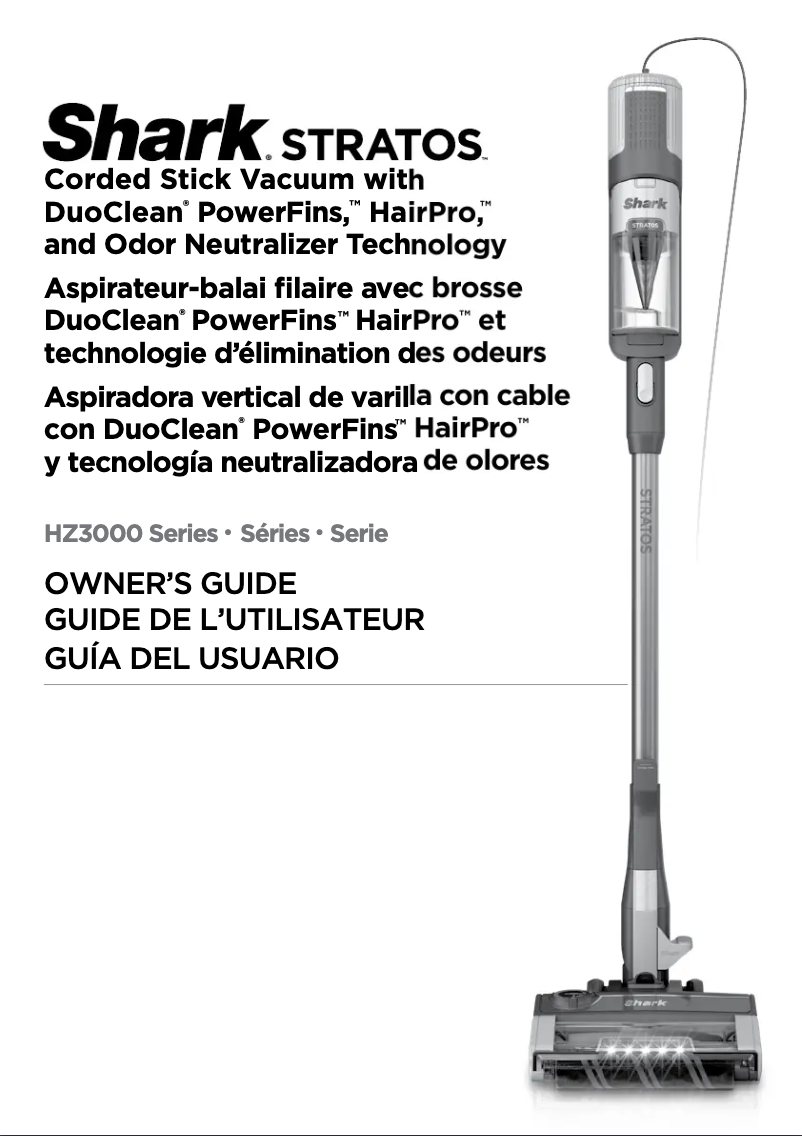 Page 1 de la notice Manuel utilisateur Shark Stratos HZ3002