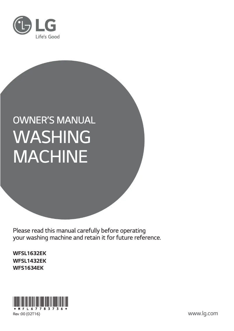 Image de la première page du manuel de l'appareil WFS1634EK