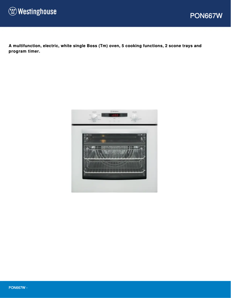 Page 1 de la notice Manuel utilisateur Westinghouse PON667W