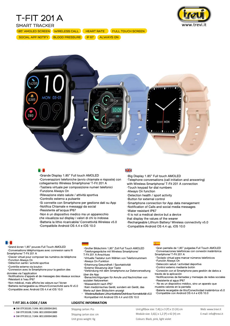 Page 1 de la notice Manuel utilisateur Trevi T-Fit 201 A