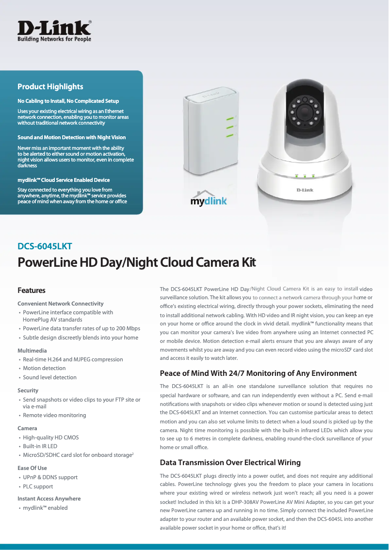 Página 1 del manual Ficha técnica D-Link DCS-6045LKT