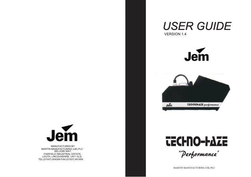 Page n°1 - Manuel utilisateur Martin JEM Techno-Haze Performance