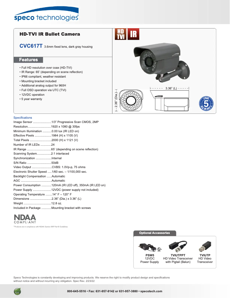 Image de la première page du manuel de l'appareil CVC617T