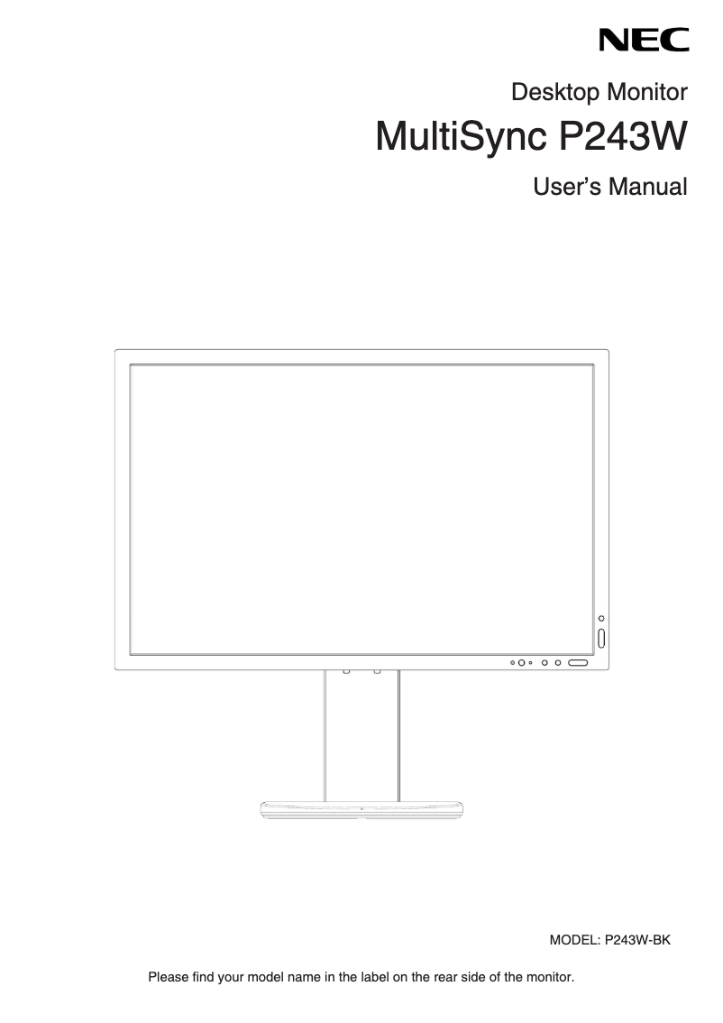 Image de la première page du manuel de l'appareil MultiSync P243W