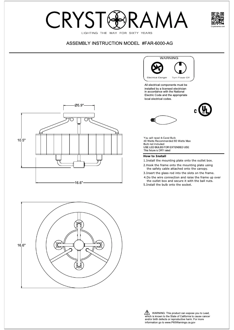 Page n°1 - Manuel utilisateur Crystorama Farris FAR-6000-AG