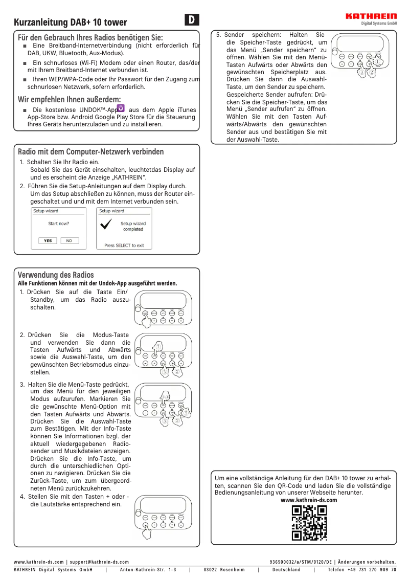 Page 1 de la notice Manuel utilisateur Kathrein DAB+ 10 tower
