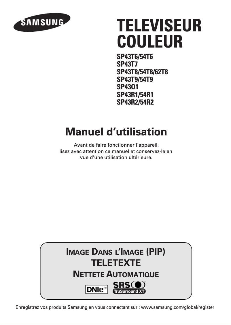 Page 1 de la notice Manuel utilisateur Samsung SP-43R2HE
