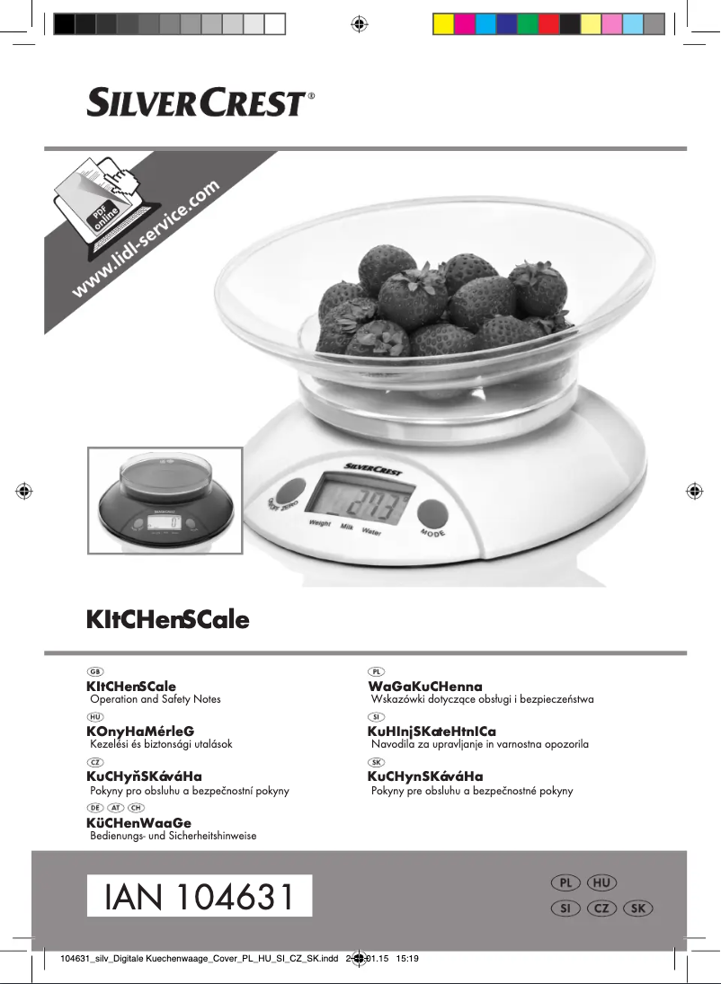 Page n°1 - Manuel utilisateur SilverCrest IAN 104631
