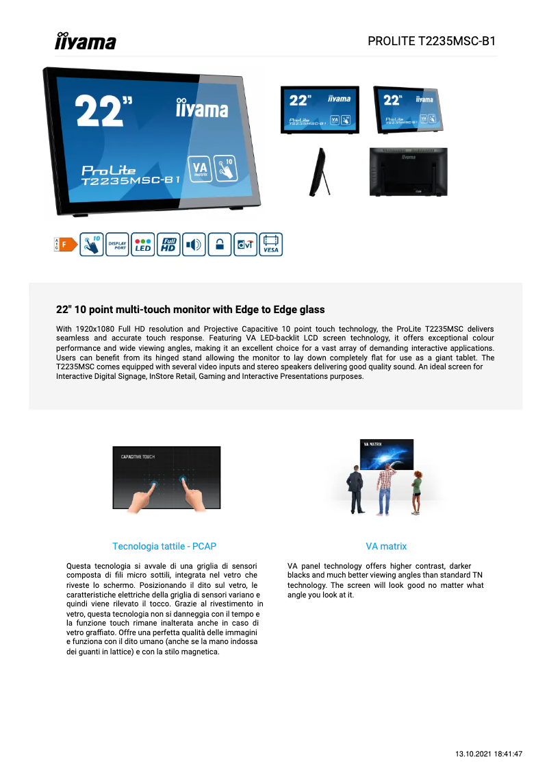 Image de la première page du manuel de l'appareil ProLite T2235MSC