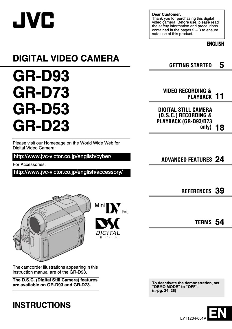 Image de la première page du manuel de l'appareil GR-D23