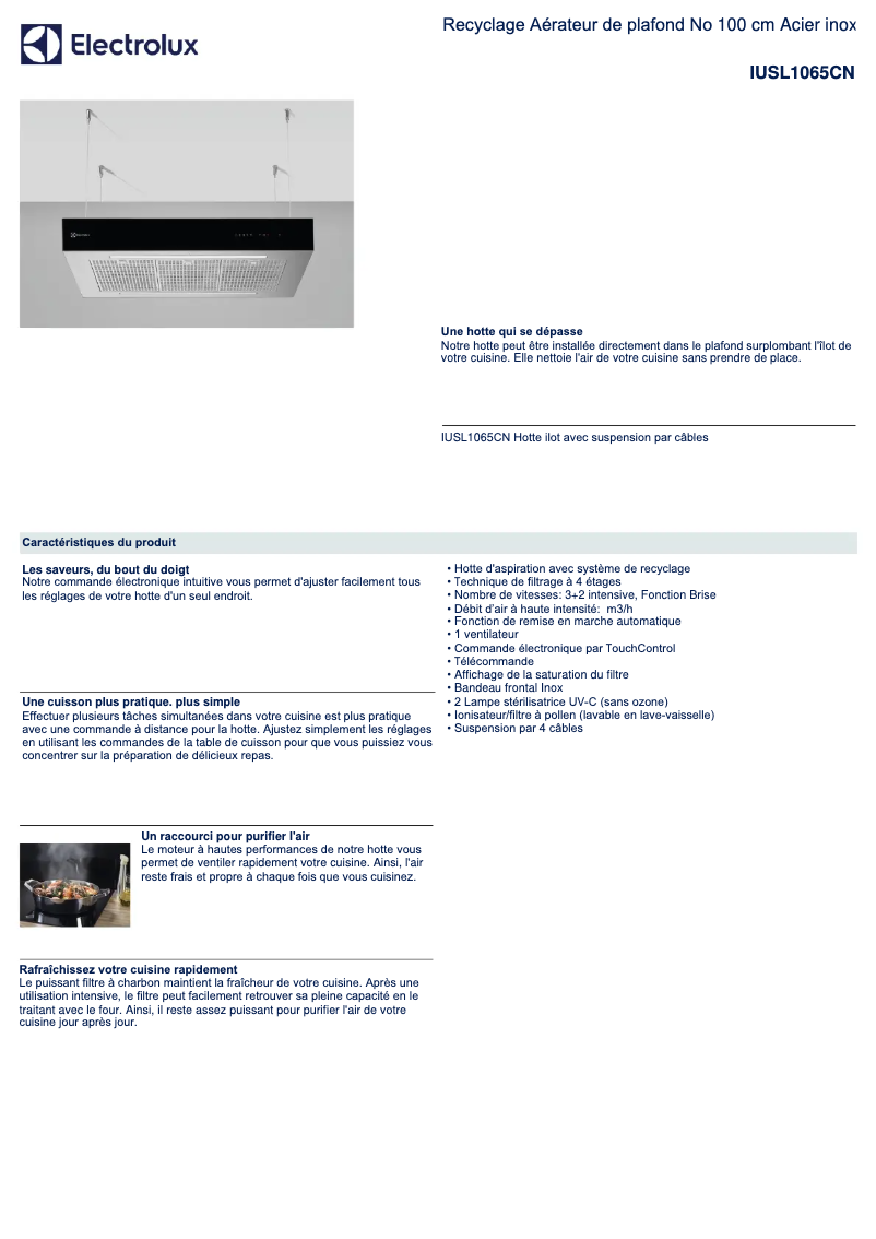 Page n°1 - Fiche technique Electrolux IUSL1065CN