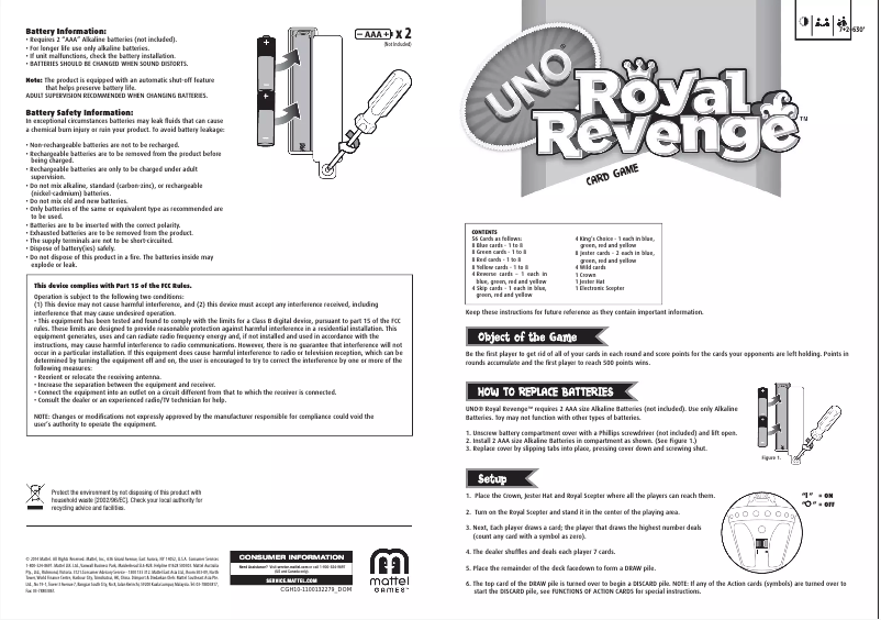 Page 1 de la notice Manuel utilisateur Mattel Royal Revenge