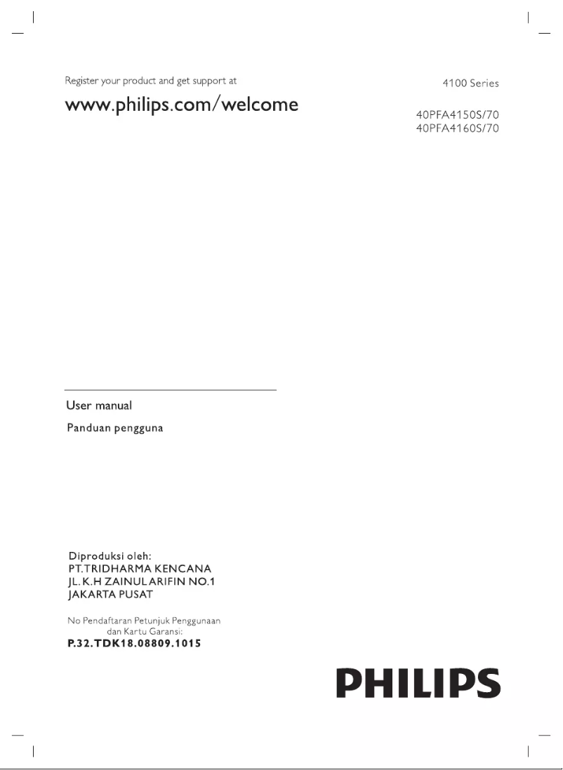 Page 1 de la notice Manuel utilisateur Philips 40PFA4150S