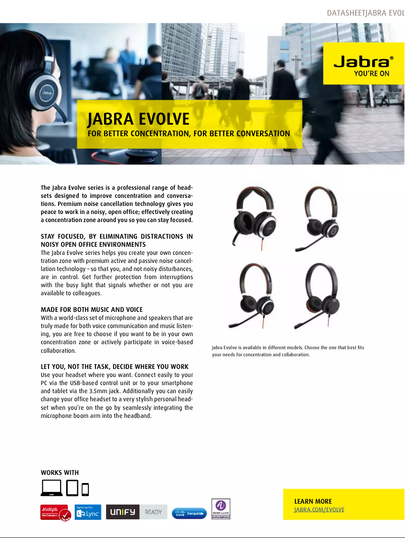 Página 1 del manual Folleto Jabra Evolve 20