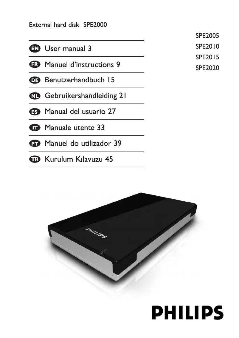 Page 1 de la notice Manuel utilisateur Philips SPE2020