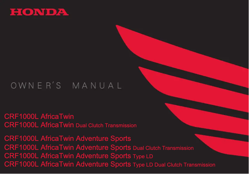 Page 1 of the manual User Manual Honda Africa Twin CRF1000 (2019)