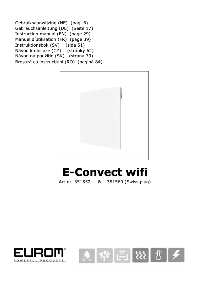 Page 1 de la notice Manuel utilisateur Eurom E-convect Wi-Fi