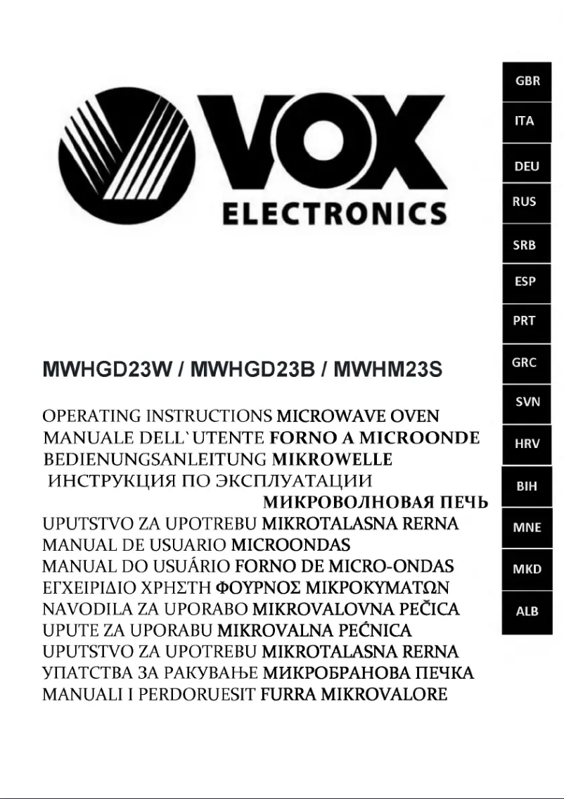 Page 1 de la notice Manuel utilisateur VOX MWH-GD23W