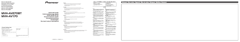 Page n°1 - Guide de démarrage rapide Pioneer MVH-AV270BT