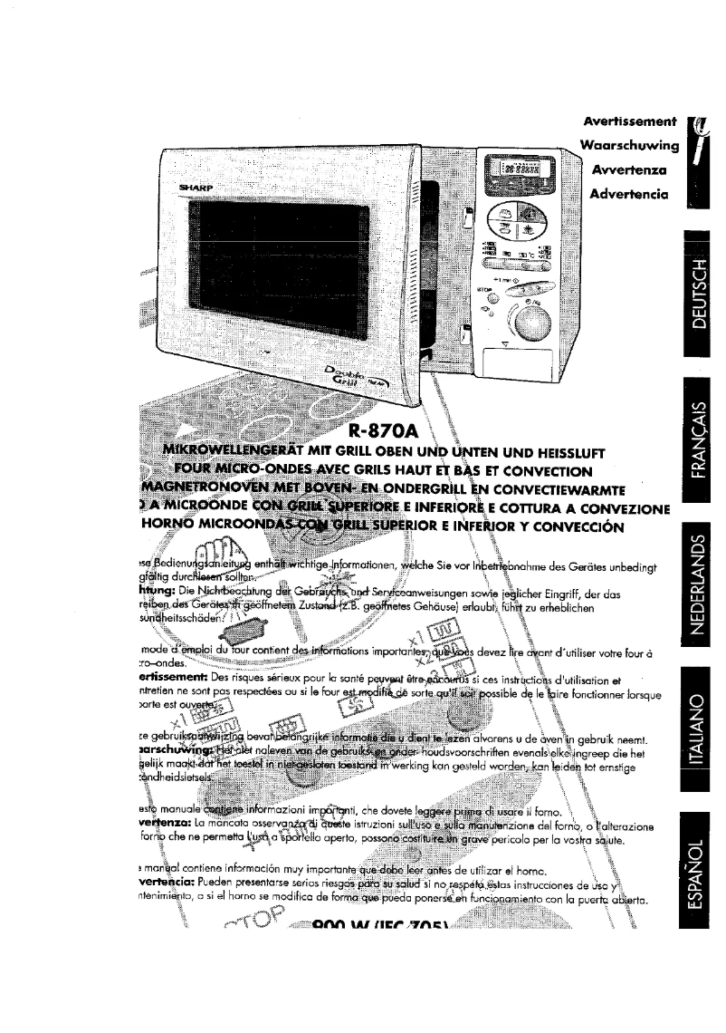 Page 1 de la notice Manuel utilisateur Sharp R-807A