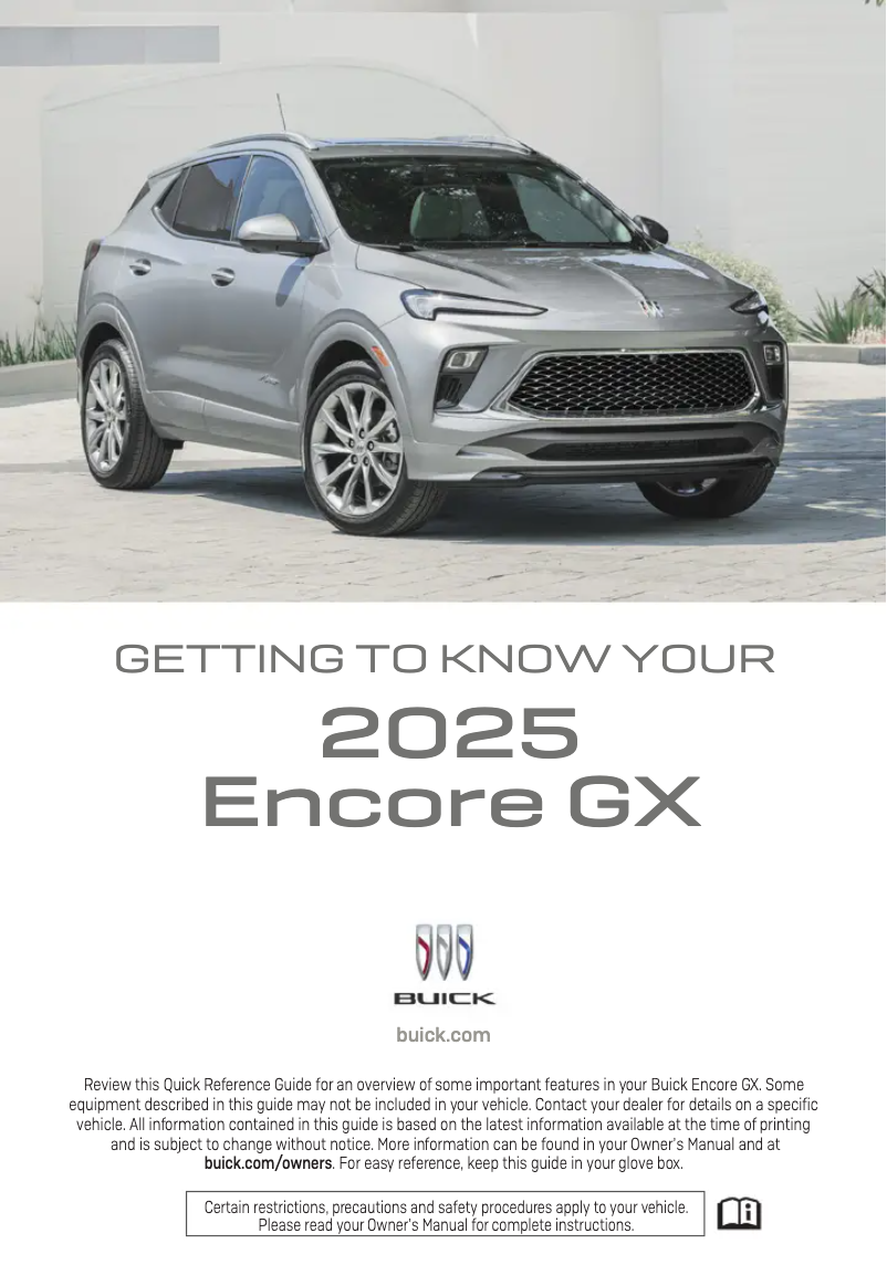 Page 1 de la notice Guide de démarrage rapide Buick Encore (2025)