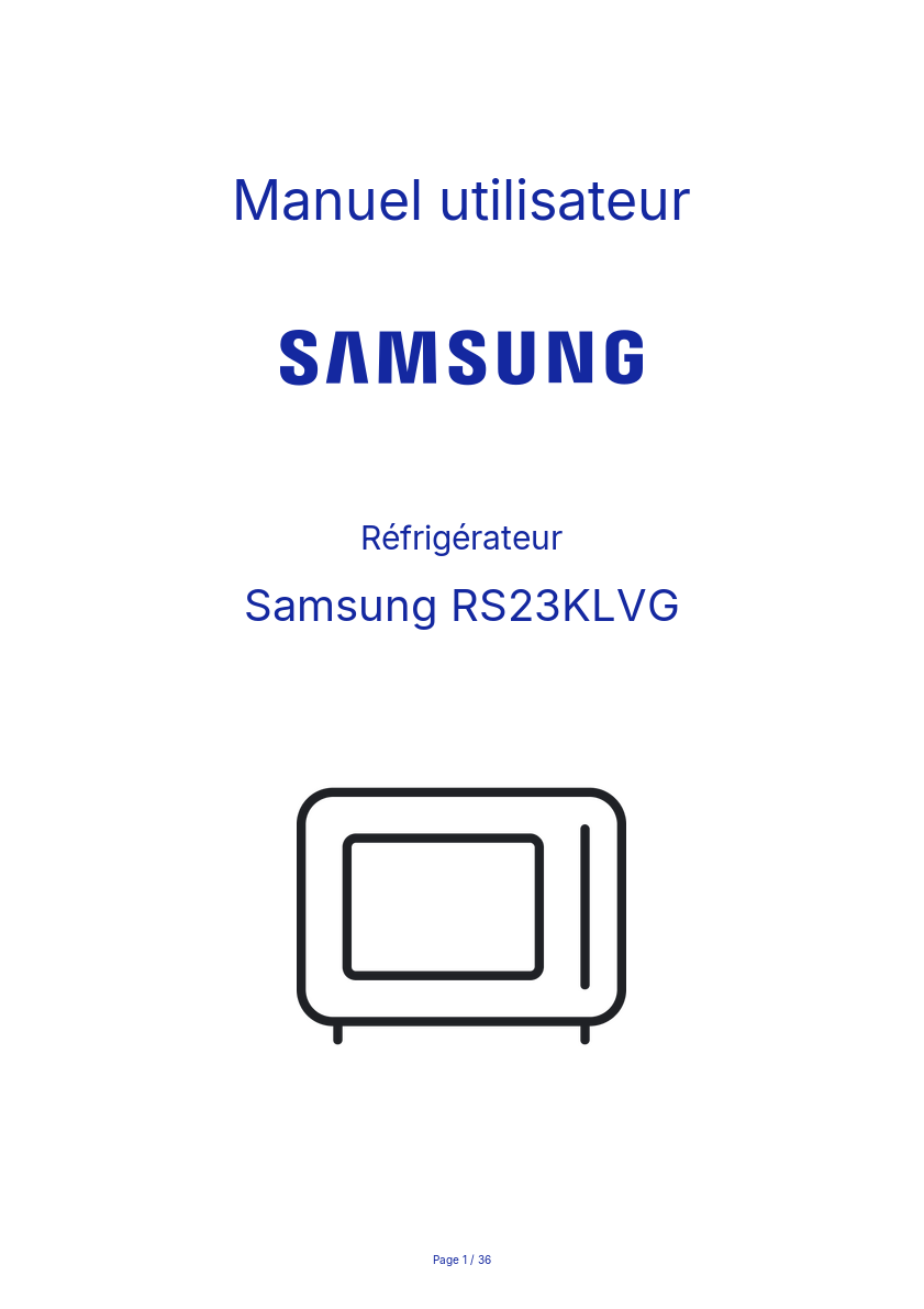 Page n°1 - Manuel utilisateur Samsung RS23KLVG