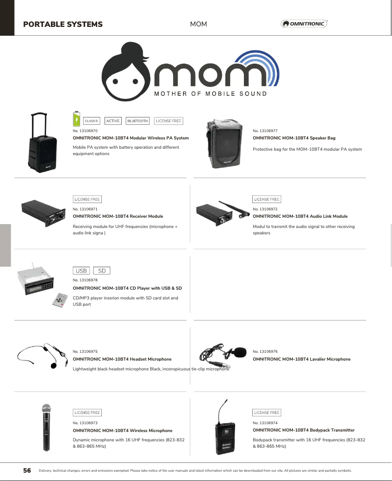 Página 1 del manual Catálogo Omnitronic MOM-10BT4