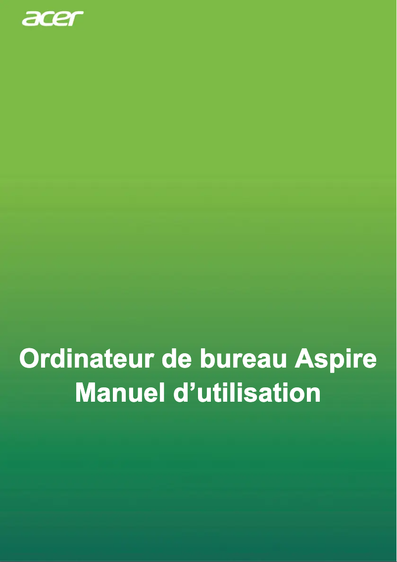 Page 1 de la notice Manuel utilisateur Acer Aspire XC-1760