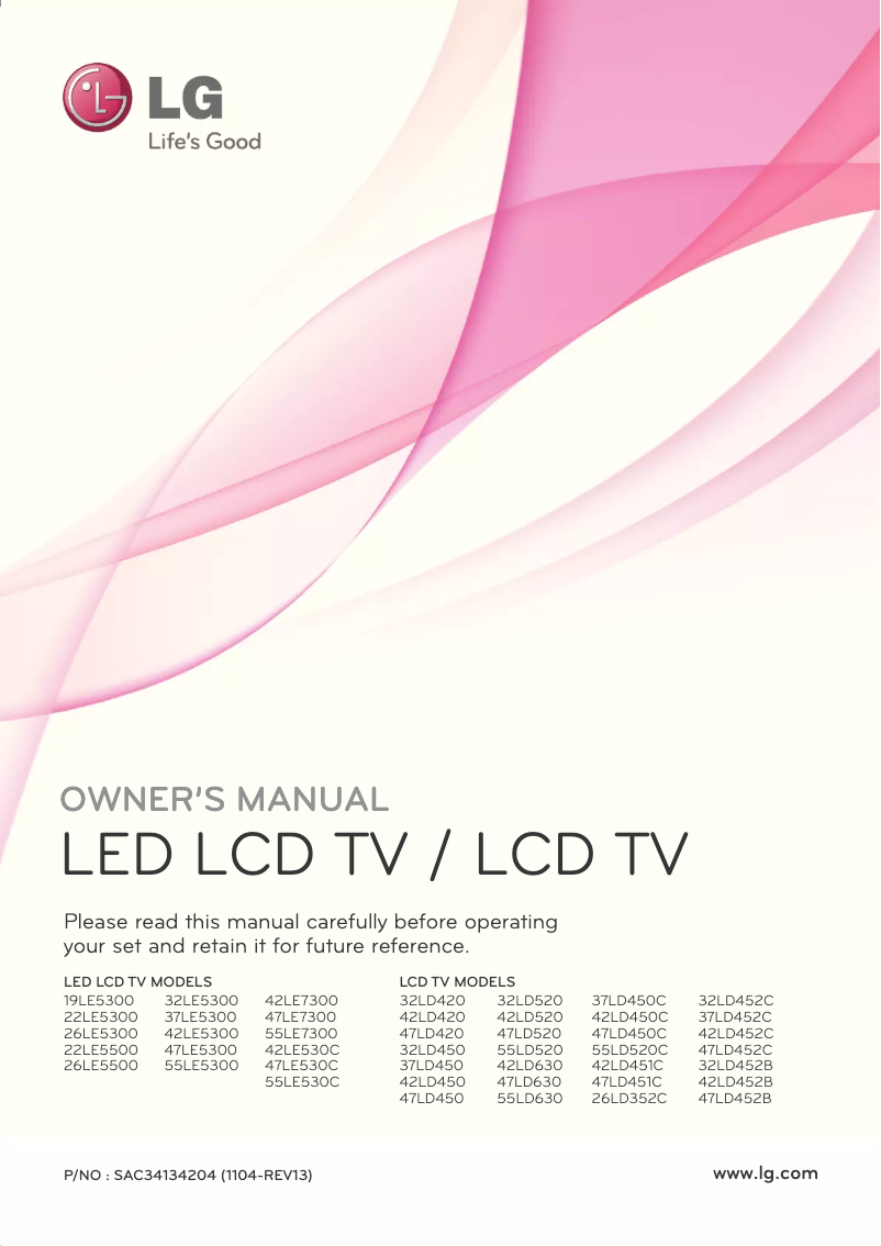 Page 1 de la notice Manuel utilisateur LG EzSign TV 47LD452B
