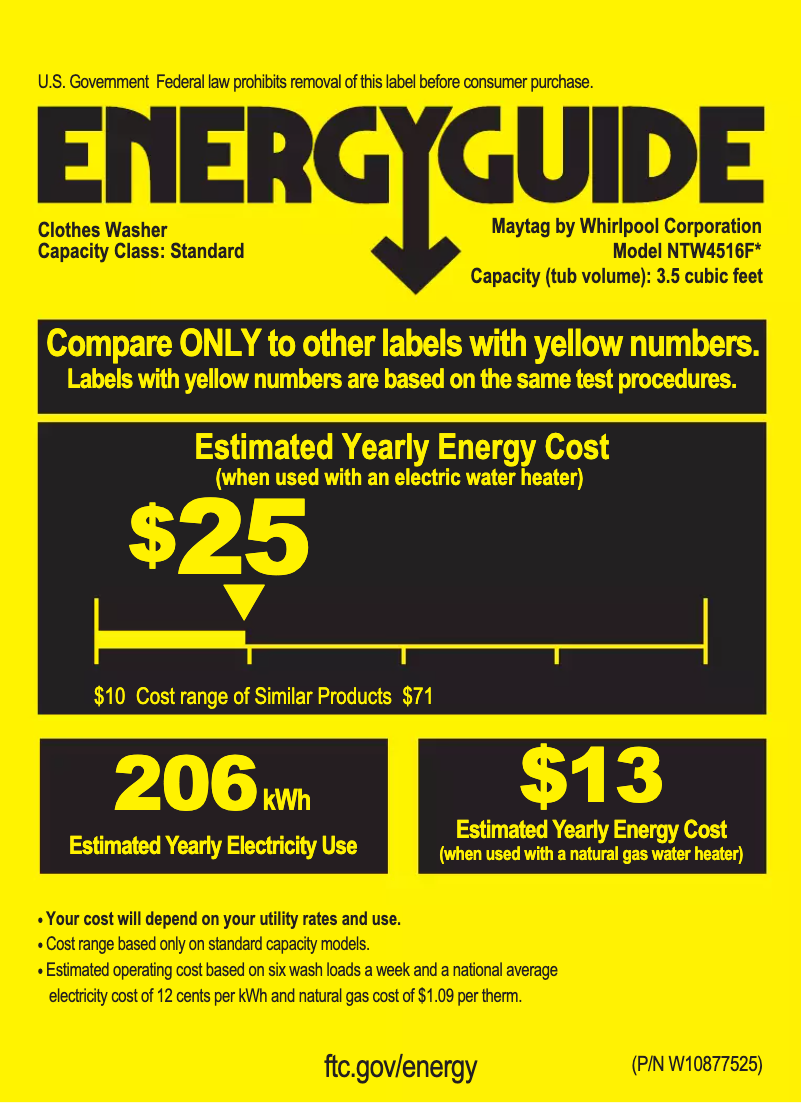 Page n°1 - Label énergétique Amana NTW4516FW