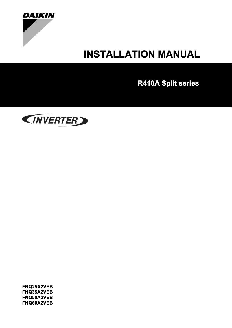 Page 1 de la notice Guide d'installation Daikin FNQ60A2VEB