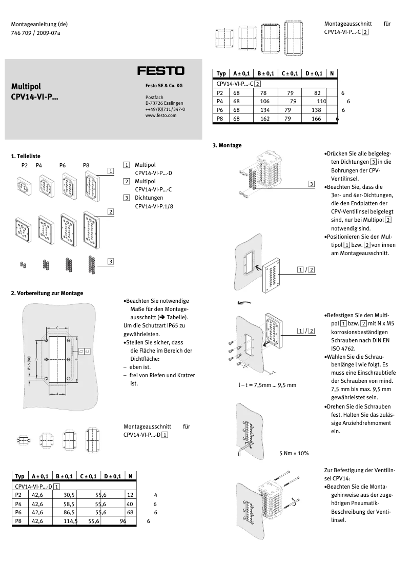 Page 1 de la notice Manuel utilisateur Festo CPV14-VI-P4-1/8-C