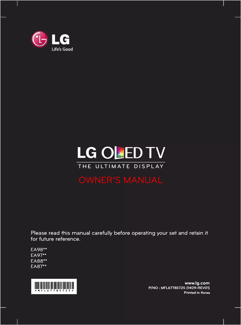 Page n°1 - Manuel utilisateur LG 55EA985V